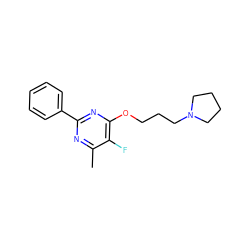 Cc1nc(-c2ccccc2)nc(OCCCN2CCCC2)c1F ZINC000299821638