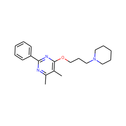 Cc1nc(-c2ccccc2)nc(OCCCN2CCCCC2)c1C ZINC000299819365