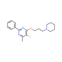 Cc1nc(-c2ccccc2)nc(OCCCN2CCCCC2)c1F ZINC000299822940