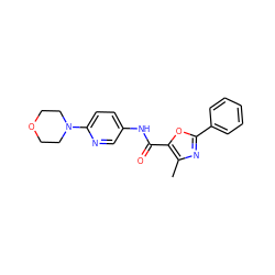 Cc1nc(-c2ccccc2)oc1C(=O)Nc1ccc(N2CCOCC2)nc1 ZINC000072844919