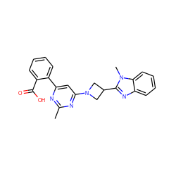 Cc1nc(-c2ccccc2C(=O)O)cc(N2CC(c3nc4ccccc4n3C)C2)n1 ZINC000143101594