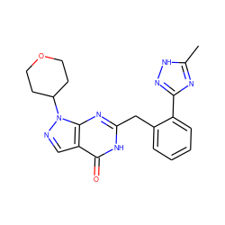 Cc1nc(-c2ccccc2Cc2nc3c(cnn3C3CCOCC3)c(=O)[nH]2)n[nH]1 ZINC000068247261