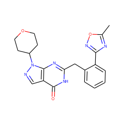 Cc1nc(-c2ccccc2Cc2nc3c(cnn3C3CCOCC3)c(=O)[nH]2)no1 ZINC000169699882