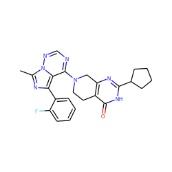 Cc1nc(-c2ccccc2F)c2c(N3CCc4c(nc(C5CCCC5)[nH]c4=O)C3)ncnn12 ZINC000169711788