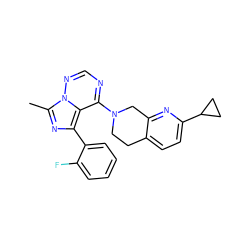 Cc1nc(-c2ccccc2F)c2c(N3CCc4ccc(C5CC5)nc4C3)ncnn12 ZINC000169711707