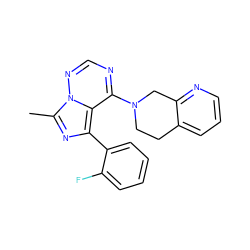 Cc1nc(-c2ccccc2F)c2c(N3CCc4cccnc4C3)ncnn12 ZINC000169711697