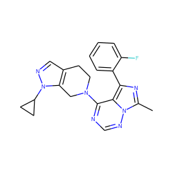 Cc1nc(-c2ccccc2F)c2c(N3CCc4cnn(C5CC5)c4C3)ncnn12 ZINC000169711784