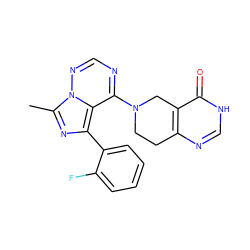 Cc1nc(-c2ccccc2F)c2c(N3CCc4nc[nH]c(=O)c4C3)ncnn12 ZINC000169711801