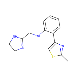 Cc1nc(-c2ccccc2NCC2=NCCN2)cs1 ZINC000000026362