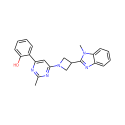 Cc1nc(-c2ccccc2O)cc(N2CC(c3nc4ccccc4n3C)C2)n1 ZINC000141614229