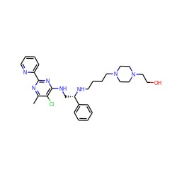 Cc1nc(-c2ccccn2)nc(NC[C@H](NCCCCN2CCN(CCO)CC2)c2ccccc2)c1Cl ZINC000096271238