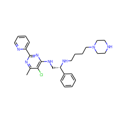 Cc1nc(-c2ccccn2)nc(NC[C@H](NCCCCN2CCNCC2)c2ccccc2)c1Cl ZINC000096271239