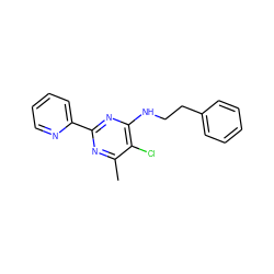 Cc1nc(-c2ccccn2)nc(NCCc2ccccc2)c1Cl ZINC000000108774