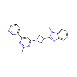 Cc1nc(-c2cccnc2)cc(N2CC(c3nc4ccccc4n3C)C2)n1 ZINC000205335828