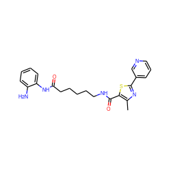 Cc1nc(-c2cccnc2)sc1C(=O)NCCCCCC(=O)Nc1ccccc1N ZINC000117586140