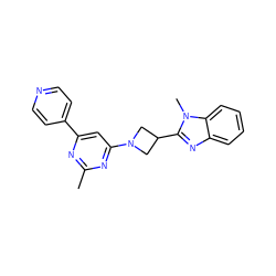 Cc1nc(-c2ccncc2)cc(N2CC(c3nc4ccccc4n3C)C2)n1 ZINC000141745311