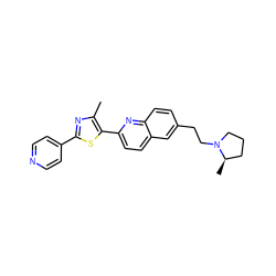 Cc1nc(-c2ccncc2)sc1-c1ccc2cc(CCN3CCC[C@H]3C)ccc2n1 ZINC000038253559