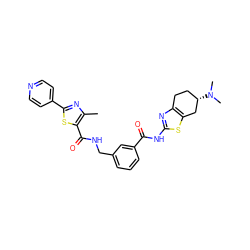 Cc1nc(-c2ccncc2)sc1C(=O)NCc1cccc(C(=O)Nc2nc3c(s2)C[C@@H](N(C)C)CC3)c1 ZINC000167974750