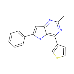 Cc1nc(-c2ccsc2)c2[nH]c(-c3ccccc3)cc2n1 ZINC000013835025