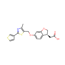 Cc1nc(-c2ccsc2)sc1COc1ccc2c(c1)OC[C@H]2CC(=O)O ZINC000653737636