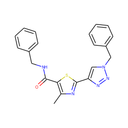 Cc1nc(-c2cn(Cc3ccccc3)nn2)sc1C(=O)NCc1ccccc1 ZINC000043196319