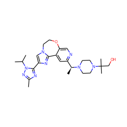 Cc1nc(-c2cn3c(n2)-c2cc([C@H](C)N4CCN(C(C)(C)CO)CC4)ncc2OCC3)n(C(C)C)n1 ZINC000204432286