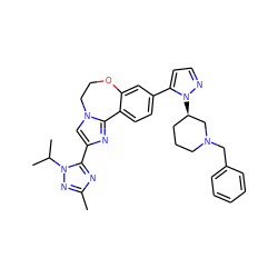 Cc1nc(-c2cn3c(n2)-c2ccc(-c4ccnn4[C@@H]4CCCN(Cc5ccccc5)C4)cc2OCC3)n(C(C)C)n1 ZINC000204430470