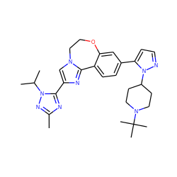 Cc1nc(-c2cn3c(n2)-c2ccc(-c4ccnn4C4CCN(C(C)(C)C)CC4)cc2OCC3)n(C(C)C)n1 ZINC000204433625