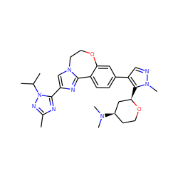 Cc1nc(-c2cn3c(n2)-c2ccc(-c4cnn(C)c4[C@@H]4C[C@H](N(C)C)CCO4)cc2OCC3)n(C(C)C)n1 ZINC000203795088