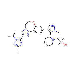 Cc1nc(-c2cn3c(n2)-c2ccc(-c4cnn(C)c4[C@@H]4CCCCN4CC(C)(C)O)cc2OCC3)n(C(C)C)n1 ZINC000204428231