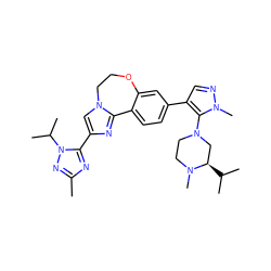 Cc1nc(-c2cn3c(n2)-c2ccc(-c4cnn(C)c4N4CCN(C)[C@H](C(C)C)C4)cc2OCC3)n(C(C)C)n1 ZINC000204425120