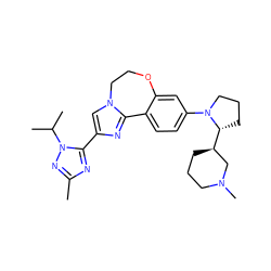 Cc1nc(-c2cn3c(n2)-c2ccc(N4CCC[C@@H]4[C@@H]4CCCN(C)C4)cc2OCC3)n(C(C)C)n1 ZINC000204422718