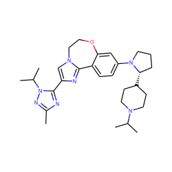 Cc1nc(-c2cn3c(n2)-c2ccc(N4CCC[C@@H]4C4CCN(C(C)C)CC4)cc2OCC3)n(C(C)C)n1 ZINC000204423339