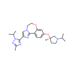 Cc1nc(-c2cn3c(n2)-c2ccc(O[C@]4(C)CCN(C(C)C)C4)cc2OCC3)n(C(C)C)n1 ZINC000204428166