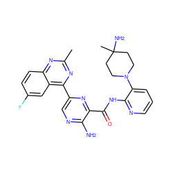 Cc1nc(-c2cnc(N)c(C(=O)Nc3ncccc3N3CCC(C)(N)CC3)n2)c2cc(F)ccc2n1 ZINC001772614007