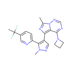 Cc1nc(-c2cnn(C)c2-c2ccc(C(C)(F)F)cn2)c2c(N3CCC3)ncnn12 ZINC000169697400