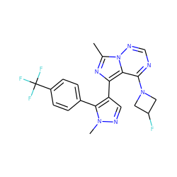 Cc1nc(-c2cnn(C)c2-c2ccc(C(F)(F)F)cc2)c2c(N3CC(F)C3)ncnn12 ZINC000096270190