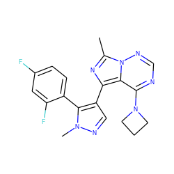 Cc1nc(-c2cnn(C)c2-c2ccc(F)cc2F)c2c(N3CCC3)ncnn12 ZINC000169697381