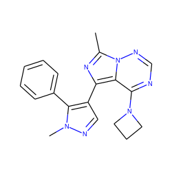 Cc1nc(-c2cnn(C)c2-c2ccccc2)c2c(N3CCC3)ncnn12 ZINC000169697326