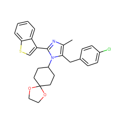 Cc1nc(-c2csc3ccccc23)n(C2CCC3(CC2)OCCO3)c1Cc1ccc(Cl)cc1 ZINC000040391195