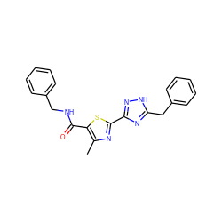 Cc1nc(-c2n[nH]c(Cc3ccccc3)n2)sc1C(=O)NCc1ccccc1 ZINC000103236117