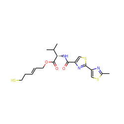 Cc1nc(-c2nc(C(=O)N[C@H](C(=O)OC/C=C/CCS)C(C)C)cs2)cs1 ZINC000147366959