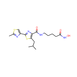 Cc1nc(-c2nc(C(=O)NCCCCC(=O)NO)c(CC(C)C)s2)cs1 ZINC000147366101