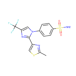 Cc1nc(-c2nc(C(F)(F)F)cn2-c2ccc(S(N)(=O)=O)cc2)cs1 ZINC000003814633