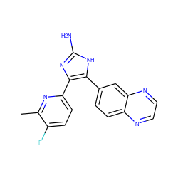 Cc1nc(-c2nc(N)[nH]c2-c2ccc3nccnc3c2)ccc1F ZINC000040935136