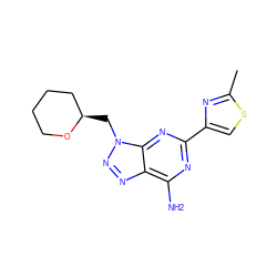 Cc1nc(-c2nc(N)c3nnn(C[C@@H]4CCCCO4)c3n2)cs1 ZINC000084688465