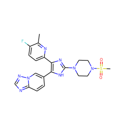 Cc1nc(-c2nc(N3CCN(S(C)(=O)=O)CC3)[nH]c2-c2ccc3ncnn3c2)ccc1F ZINC000040934806