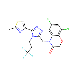 Cc1nc(-c2nnc(CN3C(=O)COc4c(Cl)cc(Cl)cc43)n2CCC(F)(F)F)cs1 ZINC000071341194