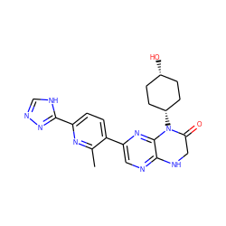 Cc1nc(-c2nnc[nH]2)ccc1-c1cnc2c(n1)N([C@H]1CC[C@@H](O)CC1)C(=O)CN2 ZINC000113219549