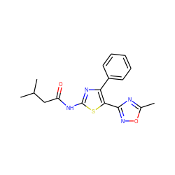 Cc1nc(-c2sc(NC(=O)CC(C)C)nc2-c2ccccc2)no1 ZINC000035845920